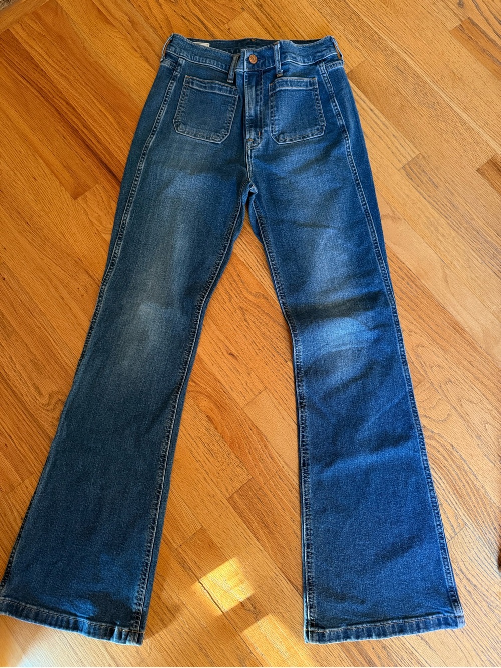 GAP High Rise 70s Flare Jeans with Front Patch Pockets